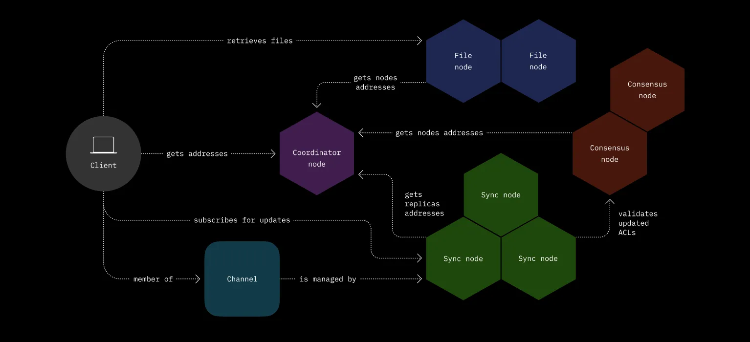 any-sync node types and how clients interact with them